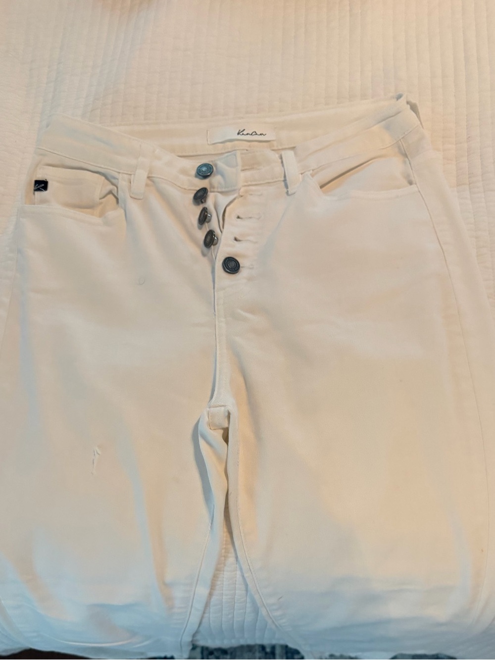 KanCan Cream High-Rise Button-Fly Jeans